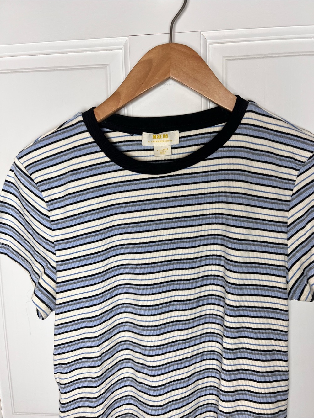 Maeve Navy and White Striped Short-Sleeve Crewneck Tee - Picture 4 of 12